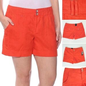 INC 100% Linen Shorts Regular Fit 5.5” Orange/Silver
